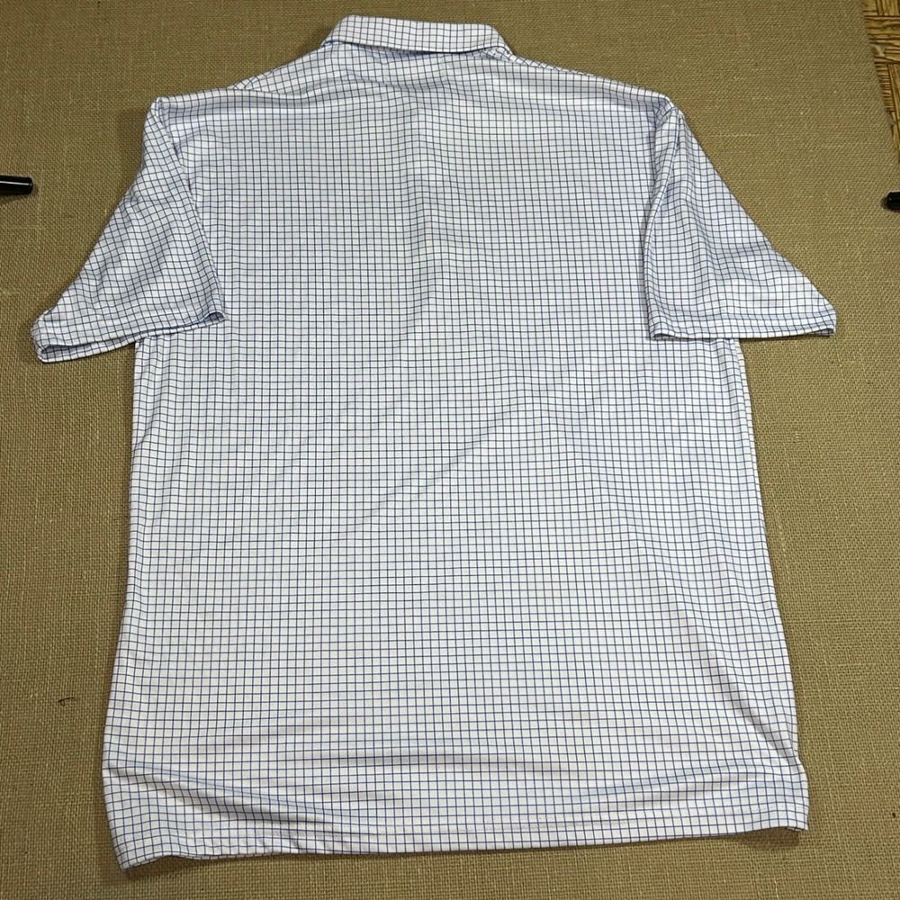 Collars & Co Mens Dress Collar Polo Shirt XL Blue White Windowpane Check - Picture 2 of 5